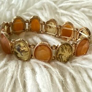 Elegant Gold and Orange Women's Bracelet